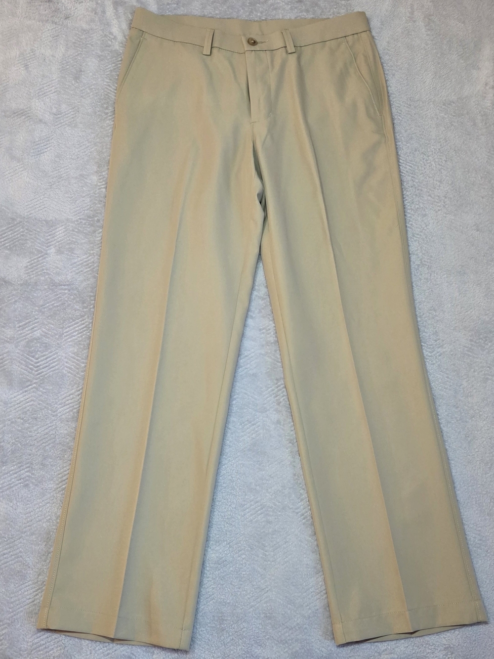 Haggar Performance Microfiber Straight Fit Flat Front Khaki Pants Mens 33x30